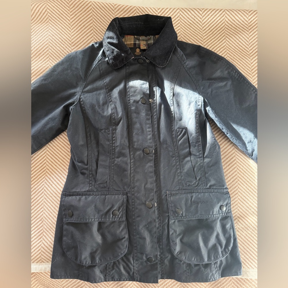 Barbour Dark Utility Jacket with Black Accents